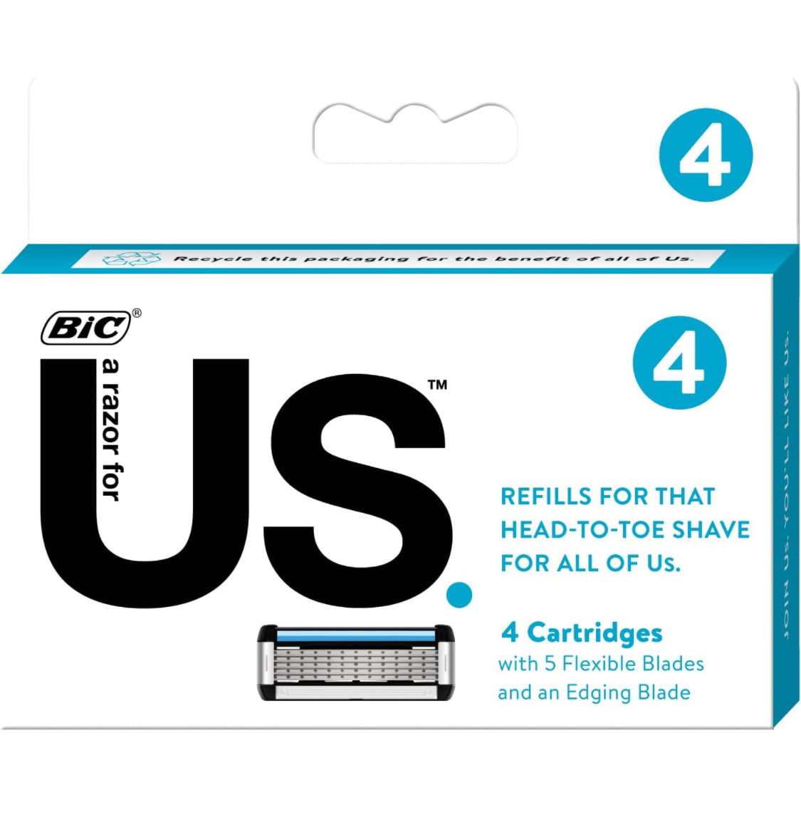 Unisex Bic Us razor cartridges 4ct