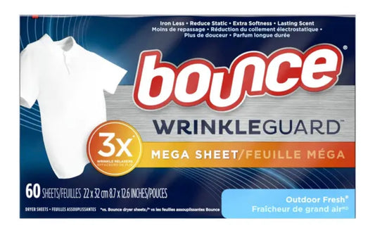 Bounce wrinkle guard 60ct dryer sheets