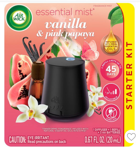 Air wick vanilla and pink papaya diffuser starter kit