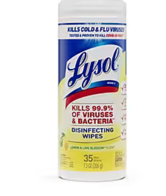 Lysol disinfectant wipes 35ct lemon and lime blossom