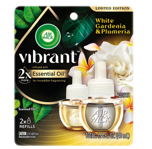 Air wick vibrant air freshener refills 2pk white gardenia and plumeria