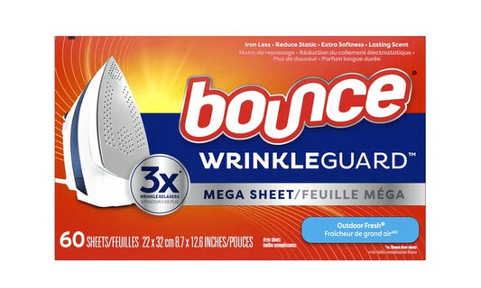 Bounce wrinkle guard 60ct dryer sheets