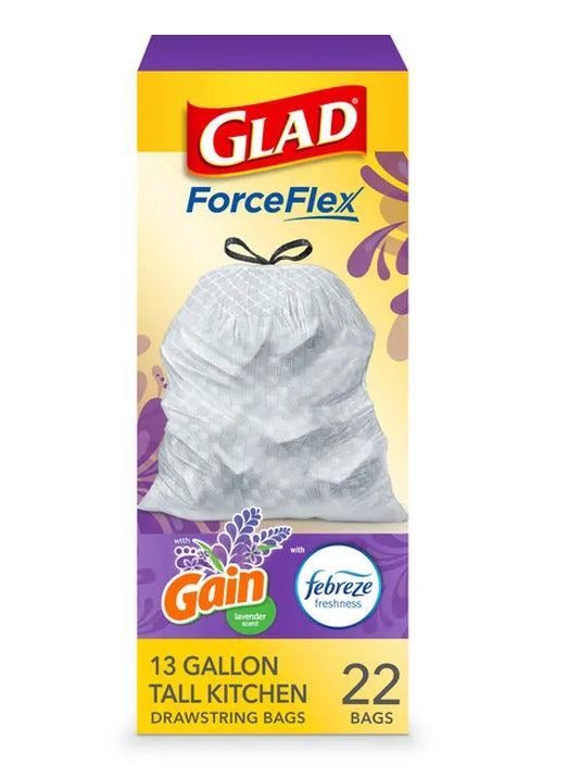 Glad force flex trash bags 22ct 13gal