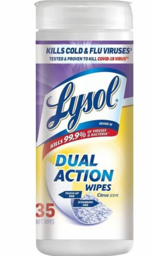 Lysol dual action wipes 35ct