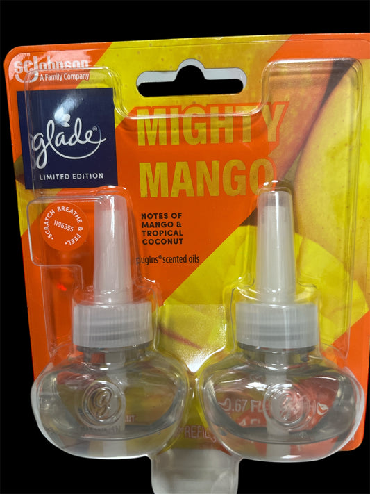 Glade 2pk plug in refills mighty mango scent